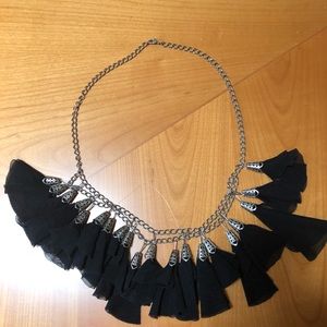 Unique black tassel necklace